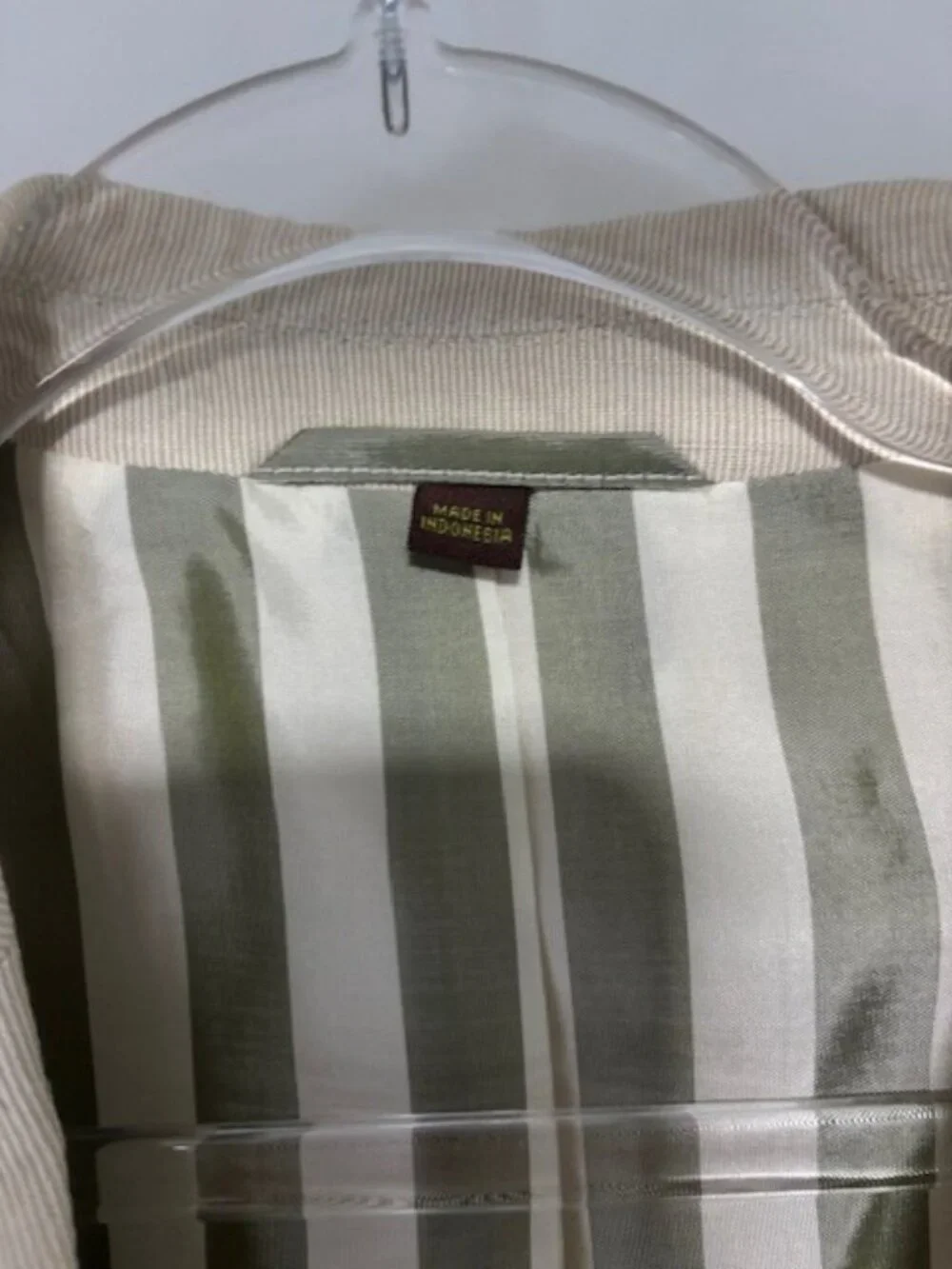 Kroon Bono 42R Cotton Linen Sport Coat Beige Micro Stripe Two Button Blazer